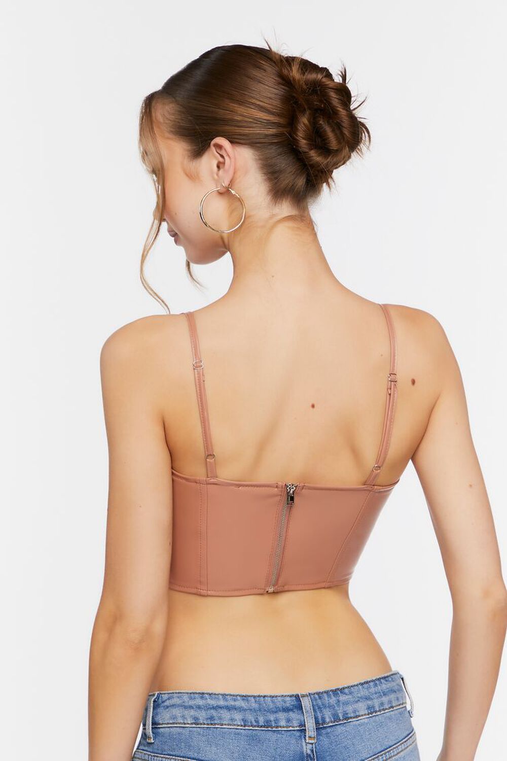 COCOA Faux Leather Cutout Bustier Top, image 3