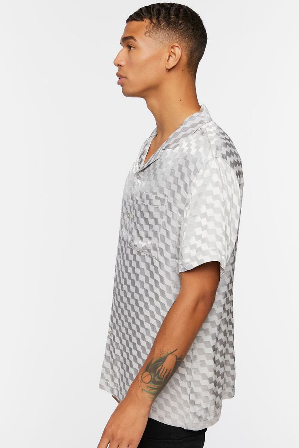 GREY Satin Checkered Shirt, image 2
