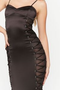 BLACK Lace-Up Bodycon Midi Dress, image 4