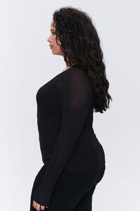 BLACK Plus Size Ribbed Cardigan Sweater, image 2