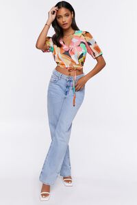 PINK/MULTI Floral Print Cropped Wrap Top, image 4