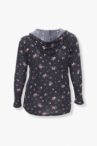 Plus Size Floral Print Hooded Top, image 2