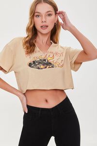 TAUPE/MULTI Hotter Than Hot Cropped Tee, image 1