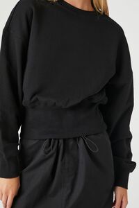 BLACK French Terry Drop-Sleeve Top, image 5