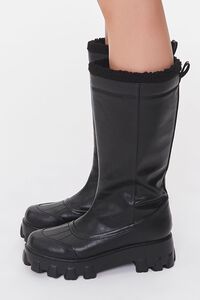 BLACK Faux Leather Platform Boots, image 2