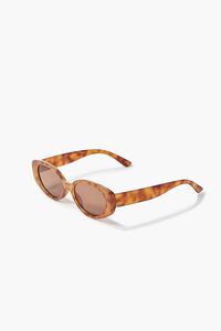 BROWN/BROWN Tortoiseshell Oval Sunglasses, image 3