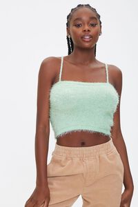 MINT Fuzzy Knit Cropped Cami, image 1