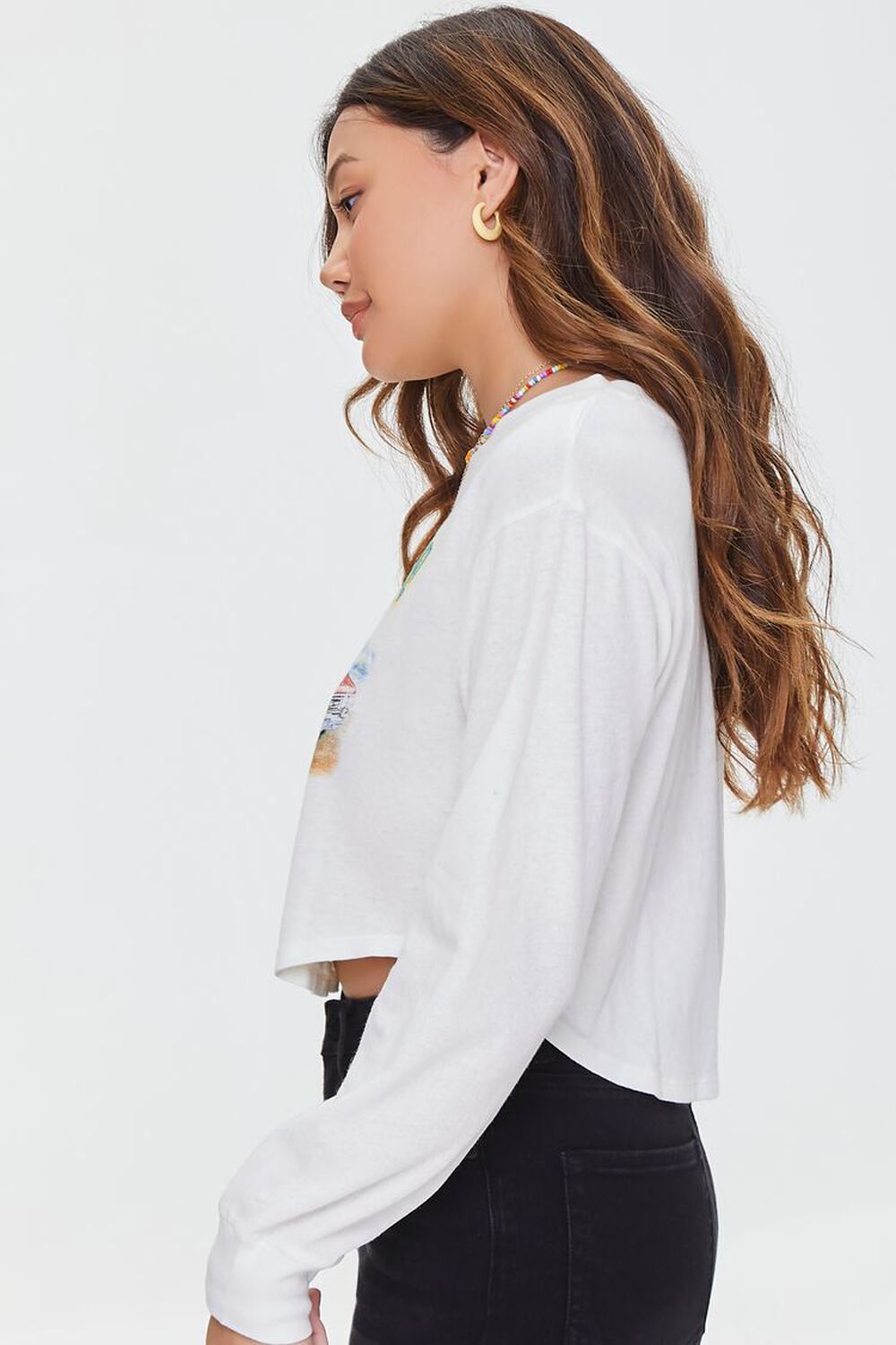 WHITE/MULTI Live Free Graphic Cropped Tee, image 2