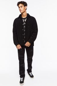 BLACK Faux Shearling Button-Up Jacket, image 4