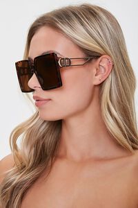 BROWN/BROWN Oversized Square Sunglasses, image 2