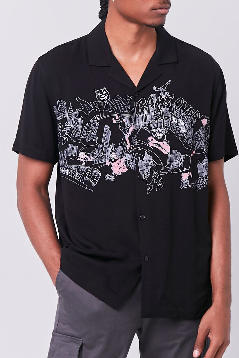 BLACK/MULTI Classic Fit Game Over Graphic Shirt, image 1