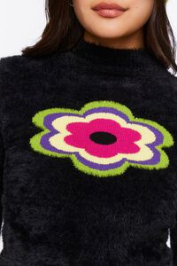 BLACK/MULTI Textured Flower Graphic Sweater, image 5