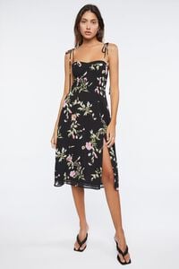 BLACK/MULTI Floral Print Sweetheart Dress, image 1