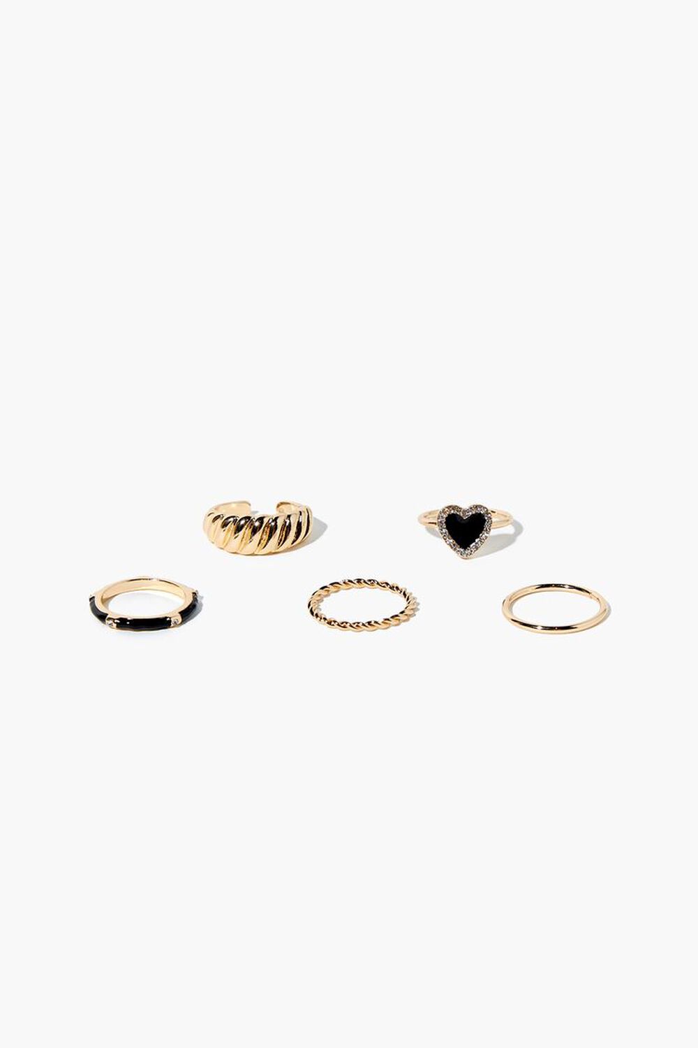BLACK/GOLD Heart Ring Set, image 1