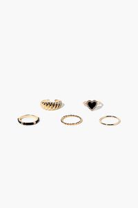 BLACK/GOLD Heart Ring Set, image 1