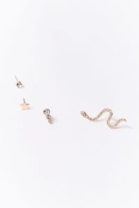GOLD Rhinestone Snake Charm Earring Set, image 2