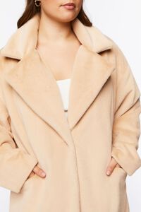 TAN Plus Size Faux Fur Coat, image 5