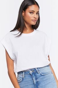 WHITE Cotton Muscle Tee, image 1