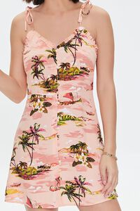 PEACH /MULTI Tropical Ruffled Cami Dress, image 5