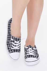 BLACK/WHITE Plaid Canvas Low-Top Sneakers, image 4