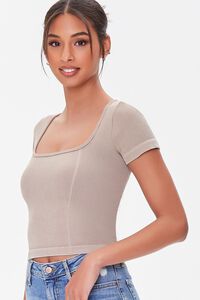 TAUPE Square-Neck Cropped Tee, image 1