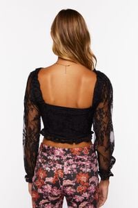 BLACK Lace Hook-and-Eye Crop Top, image 3