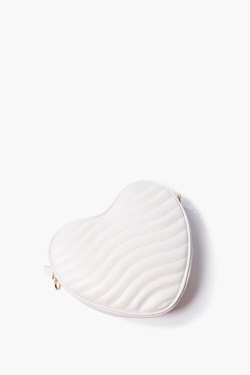 WHITE Quilted Heart-Shaped Crossbody Bag, image 3