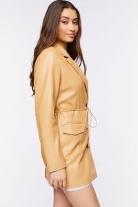 TAN Faux Leather Belted Blazer, image 2