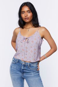 LILAC/MULTI Cropped Floral Print Cami, image 1