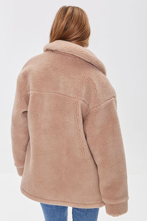 TAUPE Faux Shearling Button-Up Coat, image 3