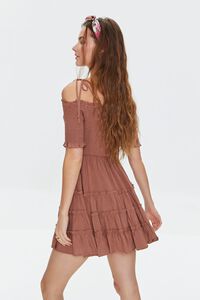TAN Smocked Open-Shoulder Mini Dress, image 2