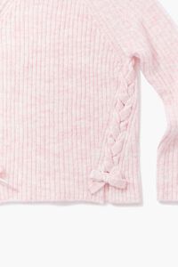 CREAM/PINK Girls Ribbed Bow Sweater (Kids), image 3