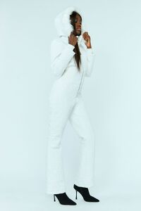 WHITE/MULTI Baby Phat Faux Fur-Trim Quilted Jumpsuit, image 6