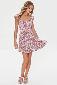 PINK/MULTI Floral Lace-Back Cutout Mini Dress, image 4