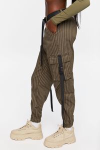 OLIVE/WHITE Pinstripe Belted Cargo Pants, image 3