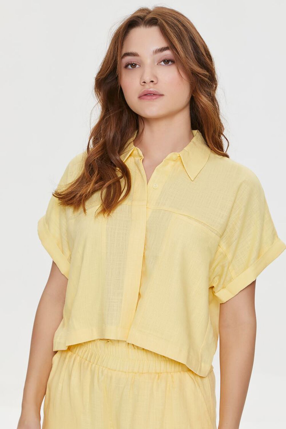 MIMOSA Cropped Linen-Blend Shirt, image 1
