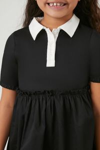 BLACK/WHITE Girls Satin Shirt Dress (Kids), image 5