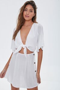 WHITE Tie-Front Swim Cover-Up Dress, image 1