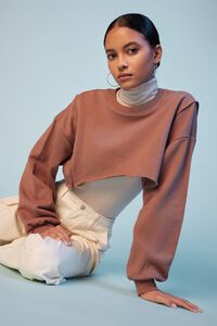 CAMEL Raw-Cut Cropped Pullover, image 1