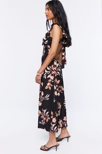 BLACK/MULTI Floral Print Tie-Back Midi Dress, image 2