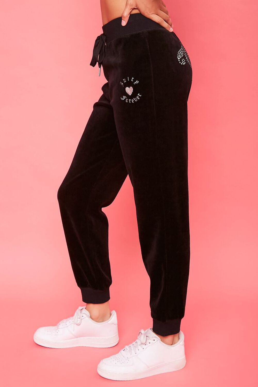 BLACK/SILVER Rhinestone Juicy Couture Velour Joggers, image 3