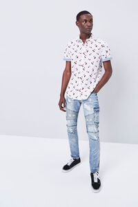 WHITE/MULTI Fitted Cherry Print Shirt, image 4