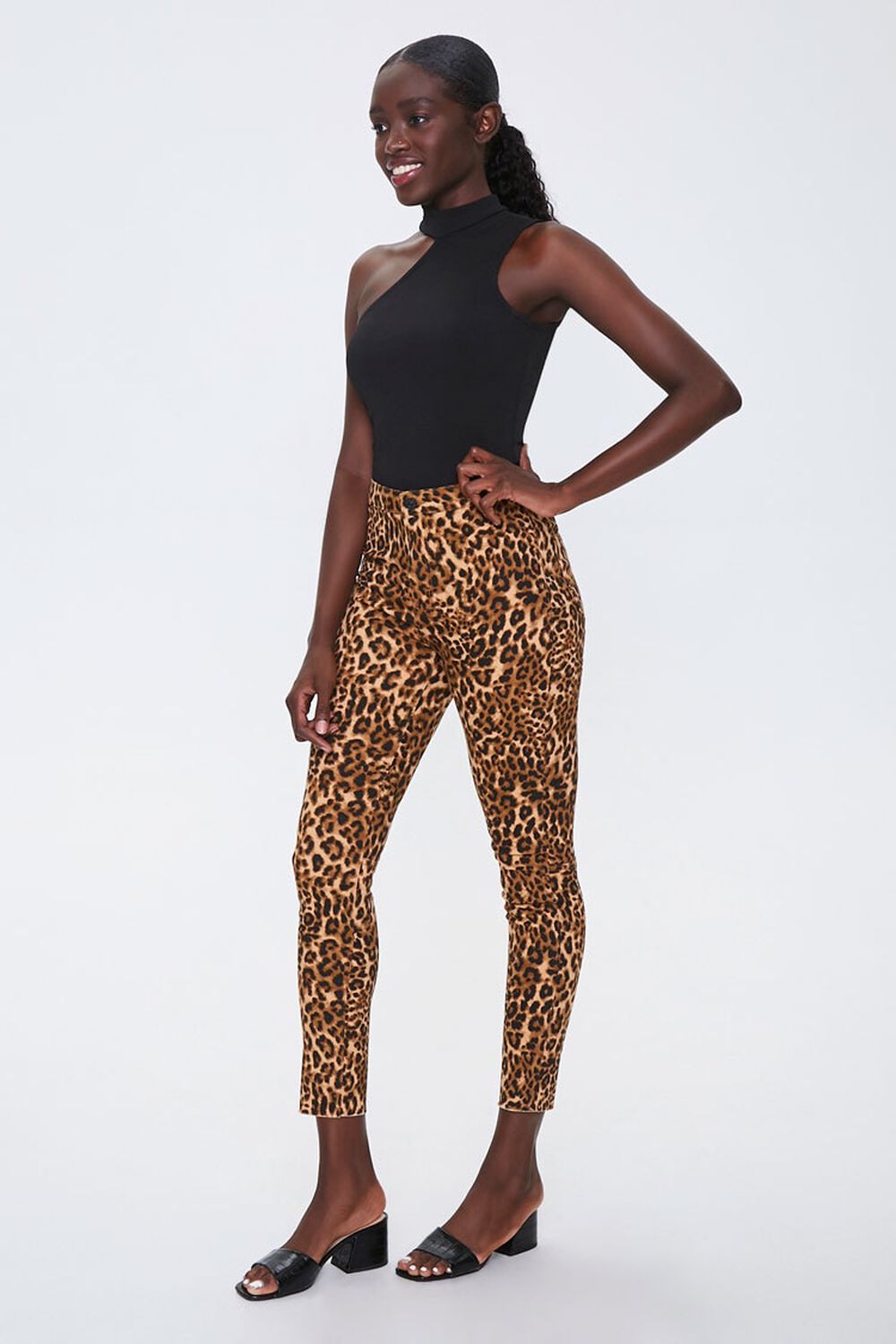 TAN/BROWN Leopard Print Skinny Jeans, image 1