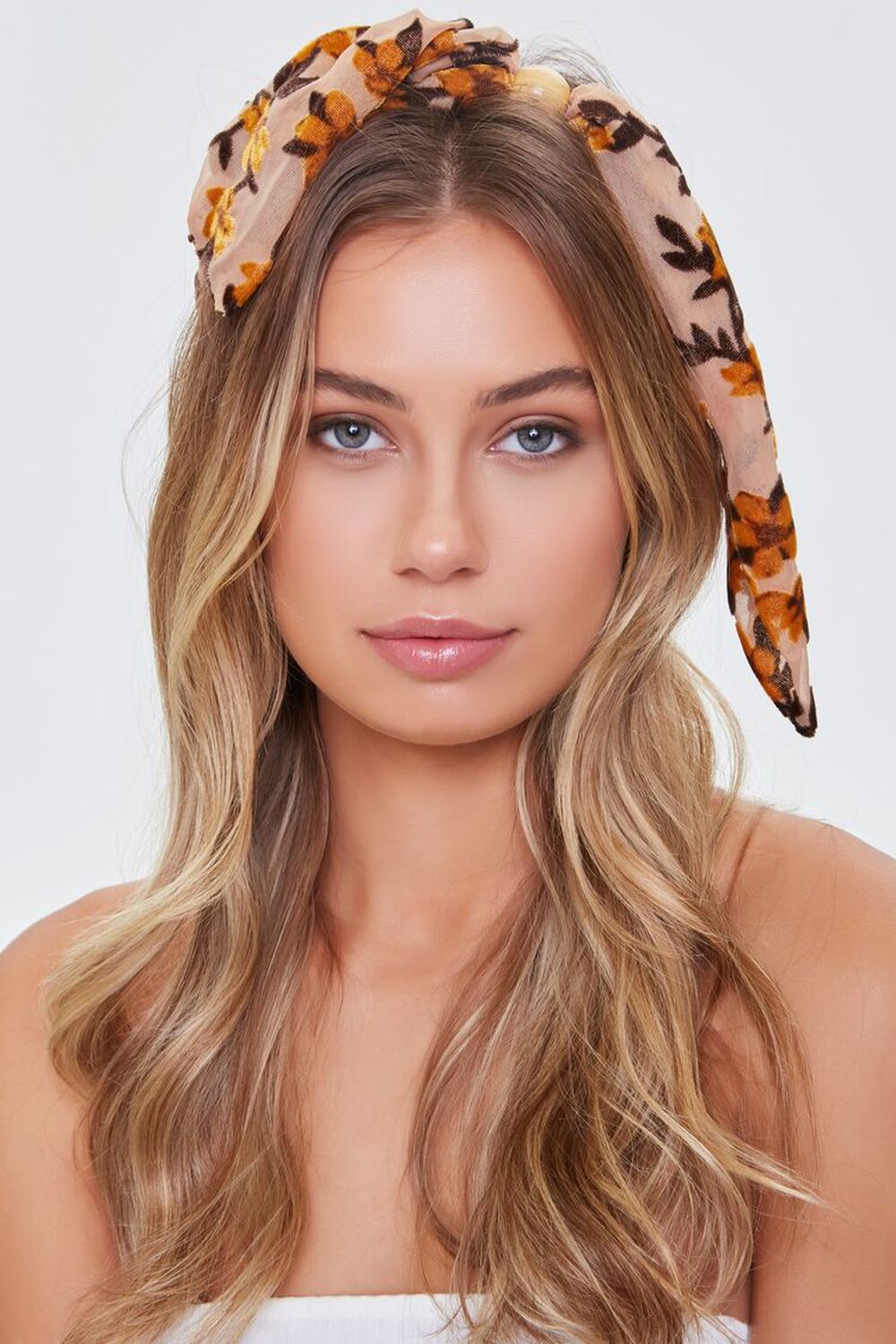 NUDE/MULTI Floral Print Knotted Headwrap, image 1