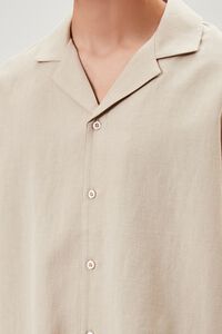 TAUPE Cuban Collar Linen-Blend Shirt, image 5