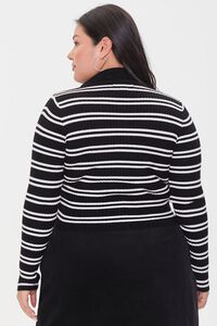 BLACK/WHITE Plus Size Sweater-Knit Crop Top, image 3