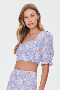 BLUE/MULTI Floral Crop Top & Skirt Set, image 4