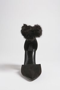 BLACK Faux Fur Ankle Strap Heels, image 4