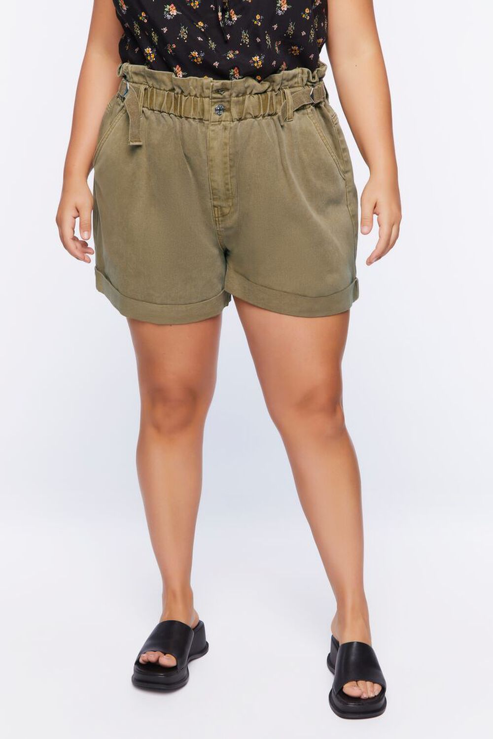 PINE BARK Plus Size Paperbag Corduroy Shorts, image 2