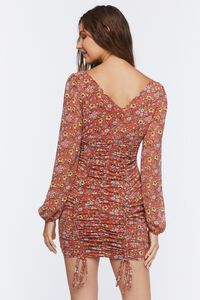 RED/MULTI Ruched Floral Print Mini Dress, image 4